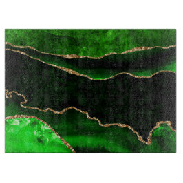 Eleganter Green und Gold Imitate Glitzer Agate Schneidebrett