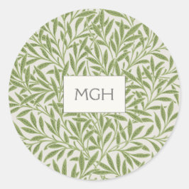 Eleganter Green Willow Blätter Monogram Umschlag A Runder Aufkleber