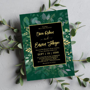 Eleganter Greenery & Gold Geometrischer Rahmen Euk Einladung