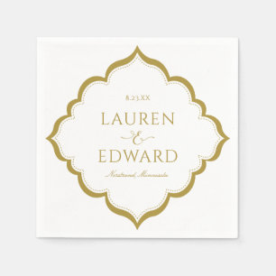 Eleganter Grenz-Hochzeitcocktail Napkins (Gold) Serviette