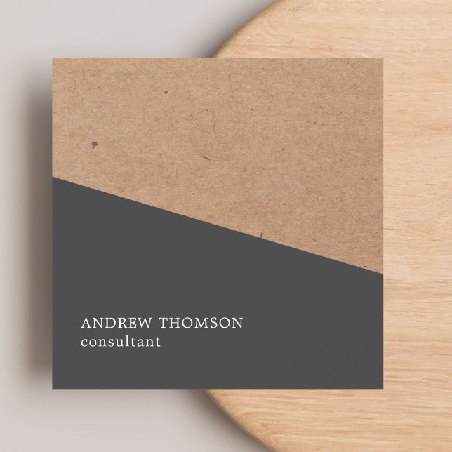 Eleganter Grey Imitats Kraft Geometric Consultant Quadratische Visitenkarte (Von Creator hochgeladen)