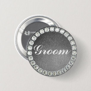 Eleganter Groom silber Glitzer Button