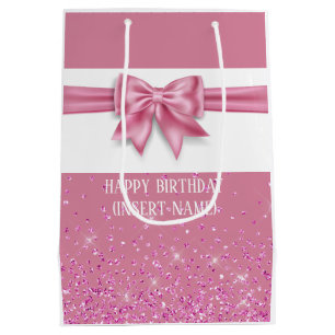 Eleganter großer rosa Glitzer strahlt chic Mittlere Geschenktüte