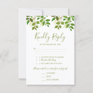 Eleganter Grün-Hochzeit UAWG 3 Zutritt RSVP Karte