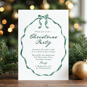 Eleganter grüner Bandrahmen Weihnachtsfeier Einladung