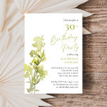 Eleganter Grüner Botanischer Aquarell 30. Geburtst Einladung<br><div class="desc">Eine elegante Party Einladung aus dem 30. Jahrhundert mit einem grünen botanischen Aquarell auf weißem Hintergrund. Text im Frühjahr grün und grau kündigt die Geburtstagsparty Details mit einem raffinierten Ton an.</div>