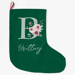 Eleganter grüner floraler Weihnachtsstrumpf Großer Weihnachtsstrumpf