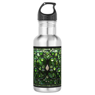Eleganter, grüner gestanzter Glass-Look Edelstahlflasche