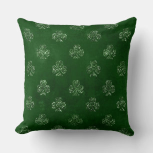 Eleganter grüner Glitter-Irischer Shamrock-Klee Kissen