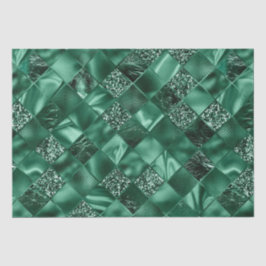 Eleganter grüner Glitzer Diamond Lattice Muster Seidenpapier