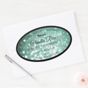 Eleganter grüner Glitzer Sparkle Stars Produktkenn Ovaler Aufkleber
