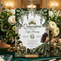 Eleganter grüner goldener Tiara-Blumen-Quinceañera