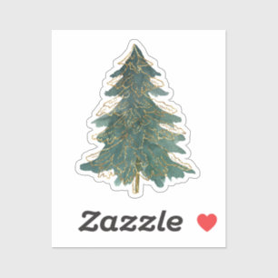 Eleganter Grüner Goldener Weihnachtsbaum Aufkleber