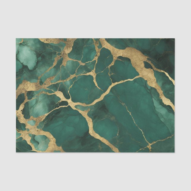 Eleganter grüner Goldmarmor Seidenpapier (Vorderseite)