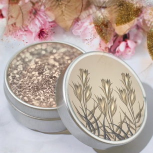 Eleganter, grüner Haufen Blume in Beige und Gold Runder Aufkleber