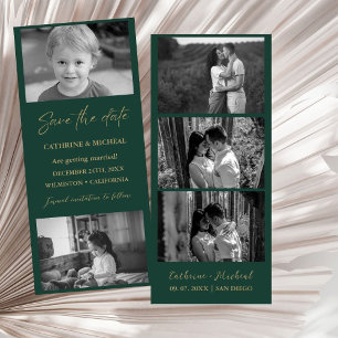 Eleganter grüner Hochzeits-Fotobooth-Streifenrahme Save The Date