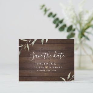Eleganter, grüner Landkreis rustikal Save the Date Postkarte