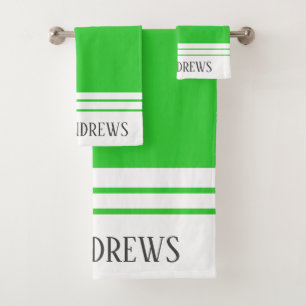 Eleganter grüner Limoner Mit Monogramm Name Badhandtuch Set