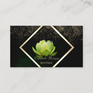 Eleganter grüner Lotus-Konfetti Visitenkarte