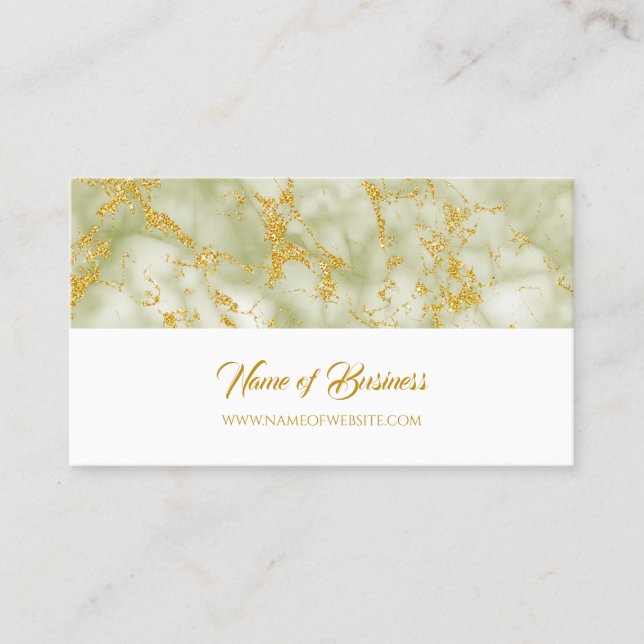 Eleganter grüner Marmor mit Imitats Gold Glitzer Visitenkarte (Vorderseite)