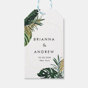 Eleganter, grüner Palm, Gold (Nachahmung) Grenze Geschenkanhänger