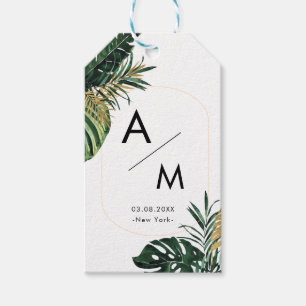 Eleganter, grüner Palm, Gold (Nachahmung) Grenze Geschenkanhänger