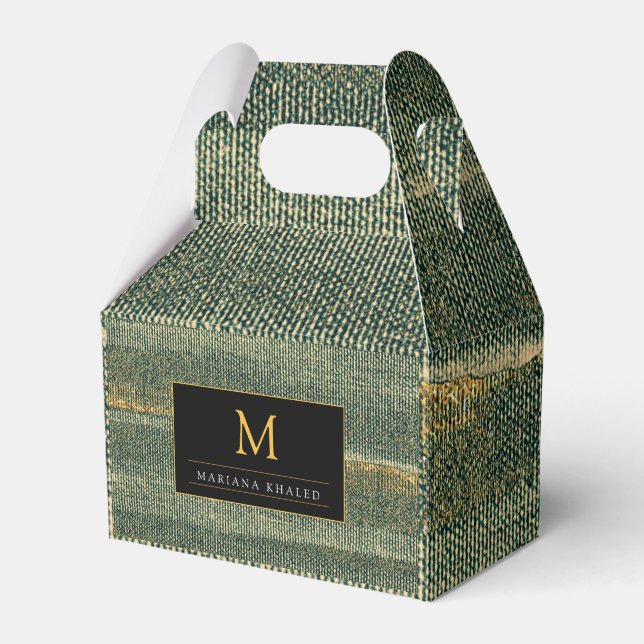Eleganter Grüner Pinsel mit Gold und Schwarz Geschenkschachtel (Vorderseite)