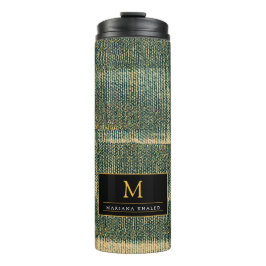 Eleganter Grüner Pinsel mit Gold und Schwarz Thermosbecher