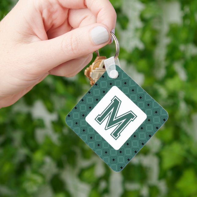 Eleganter grüner Schlüsselanhänger mit Monogram (Hand)