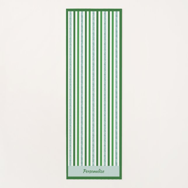 Eleganter grüner Silberstreifen Zen Yoga Namaste Yogamatte (Vorderseite)