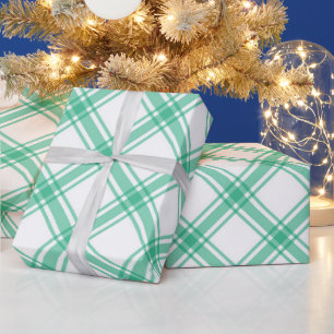 Eleganter grüner Tartan Karierte Weihnachten Geschenkpapier