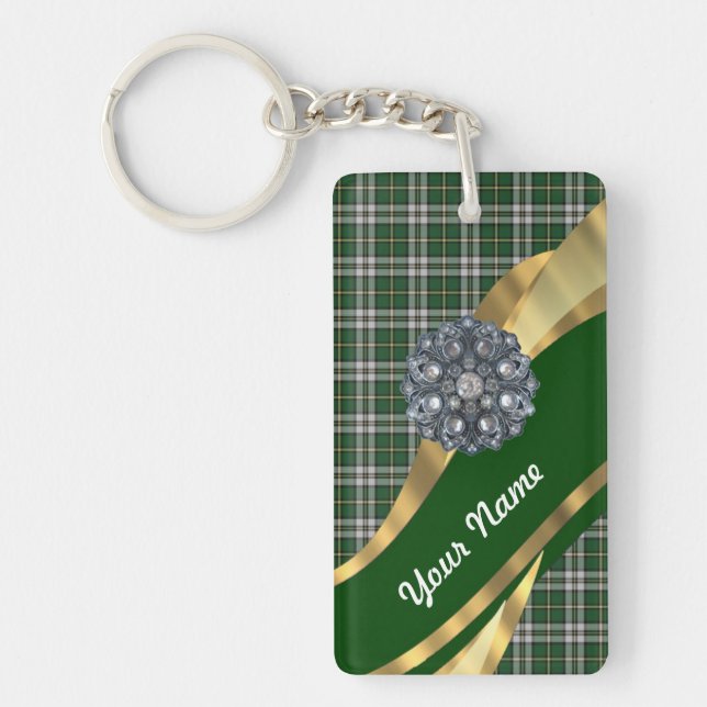Eleganter Grüner Tartan Schlüsselanhänger (Vorderseite)
