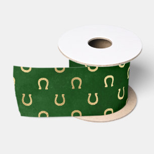 Eleganter grüner und goldener Hufeisen-St.-Patrick Satinband