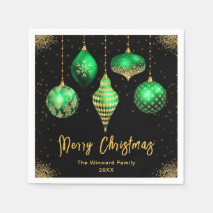 Eleganter grüner und goldener Weihnachtsschmuck Serviette