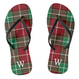 Eleganter grüner und roter Tartan-Karo-Personalisi Flip Flops