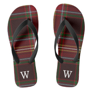 Eleganter grüner und roter Tartan-Karo-Personalisi Flip Flops