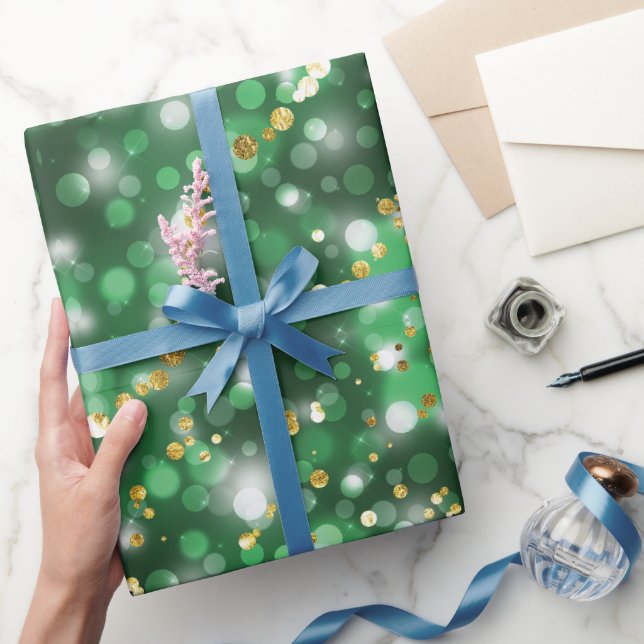 Eleganter Grüner Urlaub Schneeflocken Weihnachten Geschenkpapier (Schenken)
