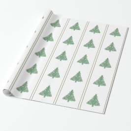 Eleganter grüner Weihnachtsbaum auf weißer Geschenkpapier