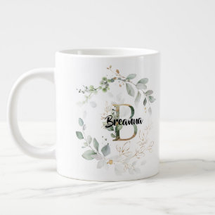 Eleganter grüner Wreath Monogramm Initial 'B' Nam Jumbo-Tasse