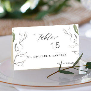 Eleganter Grüngast Name Hochzeit Platzkarte Tischnummer