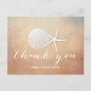 Eleganter Grunge-Seestern und Sand-Dollar-Dankesch Postkarte