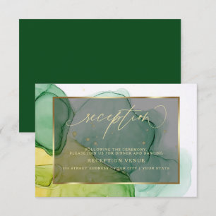 Eleganter Grüntöne und Golds Ink Empfang Einladung