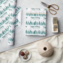 Eleganter Grünwald Custom Company Happy Holidays Geschenkpapier