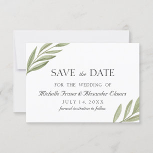 Eleganter Grünzweig Botanisch Save the Date RSVP Karte