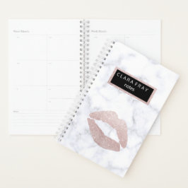 eleganter, gürteliger Rose, goldfarbener Glitzer L Planer