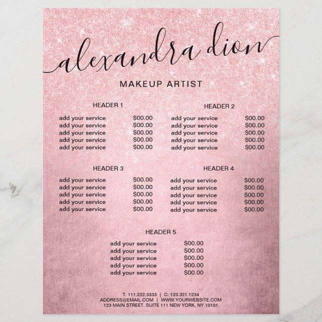 Eleganter, gürtelrosa Rosa-Glitzer-Makeup-Künstler (Vorderseite)