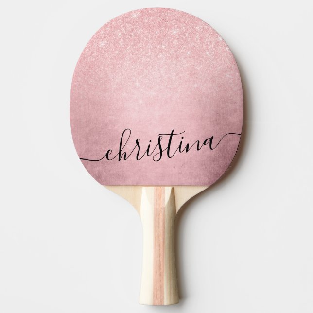 Eleganter Gürtelrosa Rosengold-Glitzer Tischtennis Schläger (Vorderseite)