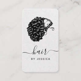 Eleganter Haarsalon Gray Kraft Paper Afro Hair Gir Visitenkarte