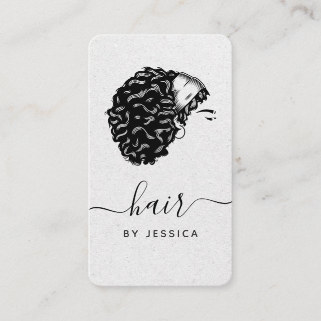 Eleganter Haarsalon Gray Kraft Paper Afro Hair Gir Visitenkarte (Vorderseite)