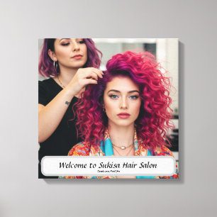 Eleganter Haarsalon mit individuellem Namen auf Le Leinwanddruck